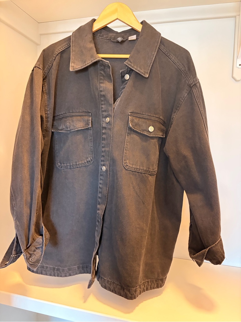 H&M Faded Black Button-Up Utility Jacket